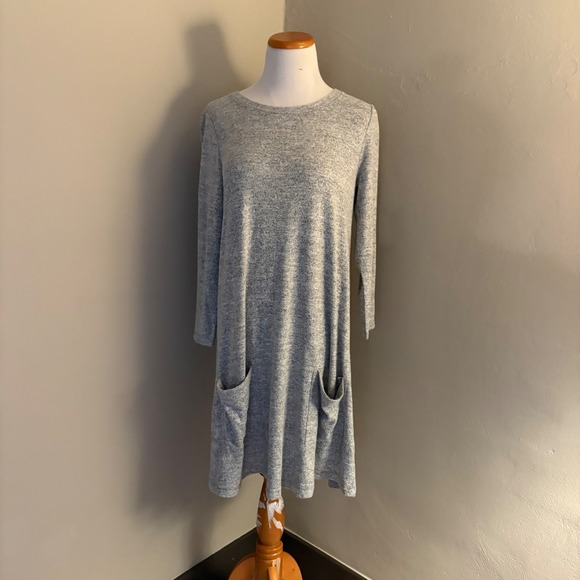 Abercrombie & Fitch Dresses & Skirts - Abercrombie & Fitch NWT Soft Grey Marled Long Sleeve Tunic Dress Pockets Medium